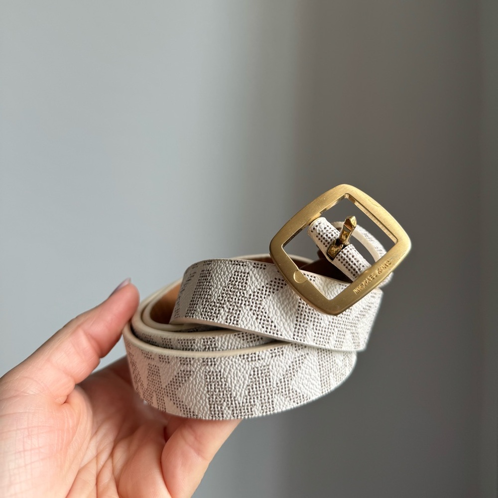 MICHAEL Michael Kors Cream and Gold Belt